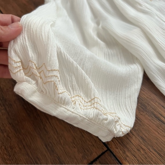 C&C California 1X Boho Embroidered Lightweight Top Cream Festival Beachy Cottage - Picture 3 of 11